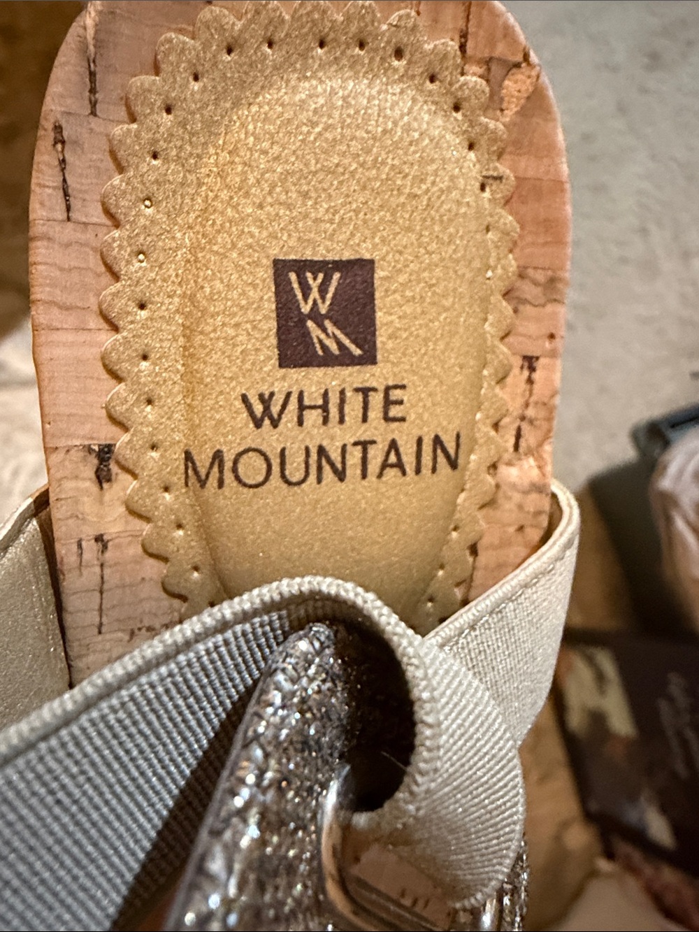 White Mountain Pink and Silver Glitter Cork Wedge Thong Sandals - Picture 9 of 9